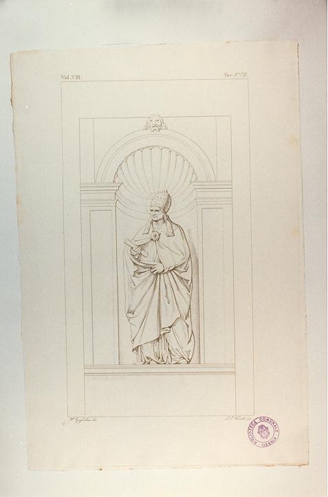 SAN MARCELLINO PAPA (stampa tagliata, serie) di Buonarroti Michelangelo, Fiorelli Luigi, Guglielmi Paolo (sec. XIX)