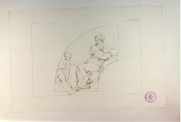VECCHIO BARBATO (stampa tagliata, serie) di Buonarroti Michelangelo, Consorti Bernardino, Guglielmi Paolo (sec. XIX)