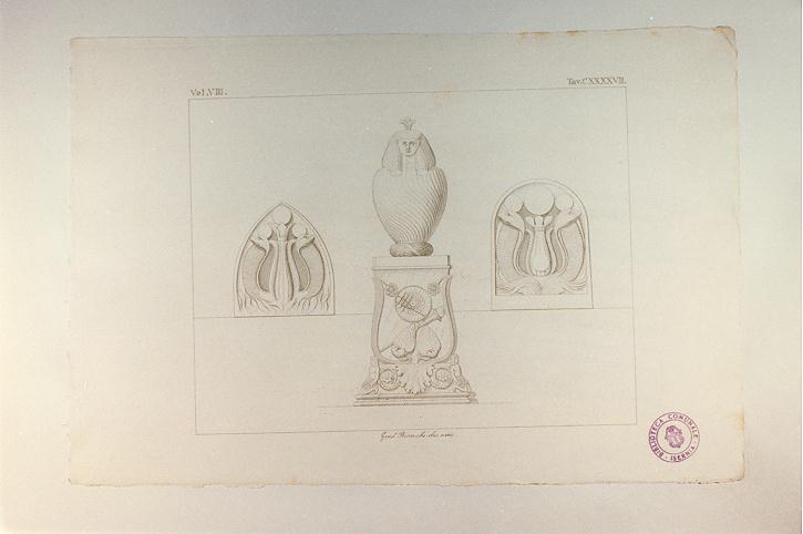 CANOPO E PIEDISTALLO (stampa tagliata, serie) di Bianchi Giuseppe (sec. XIX)