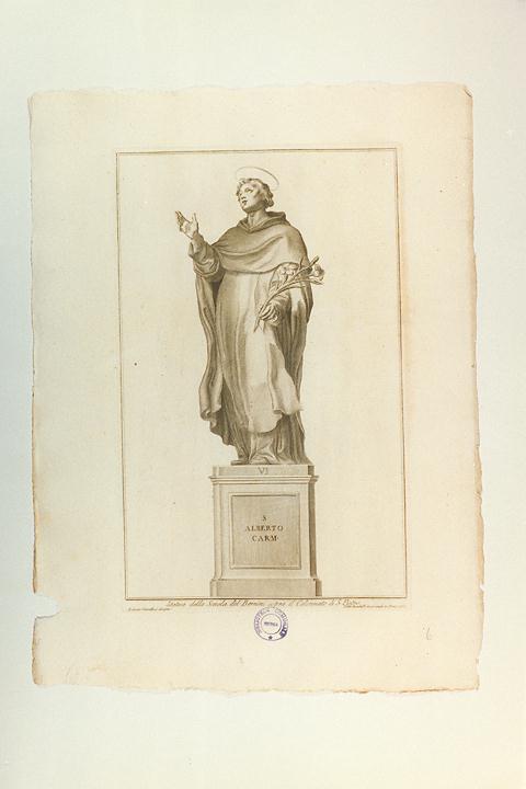 SAN ALBERTO (stampa, serie) di Bernini Gian Lorenzo (bottega), Bombelli Pietro Leone, Cavallucci Antonio (sec. XVIII)