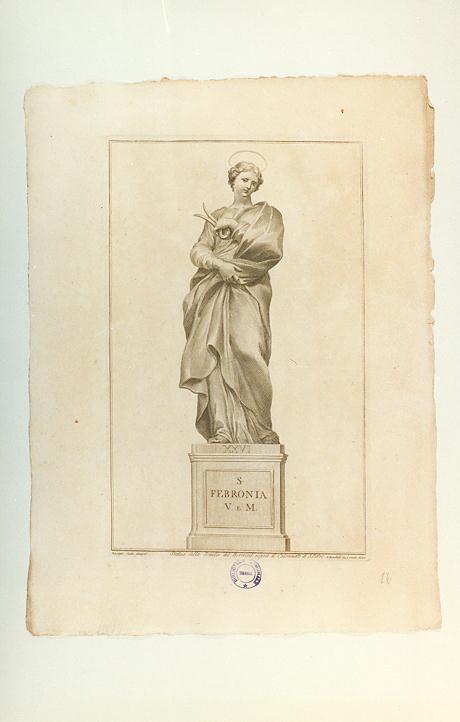 SANTA FEBRONIA (stampa, serie) di Bernini Gian Lorenzo (bottega), Bombelli Pietro Leone, Cades Giuseppe (sec. XVIII)