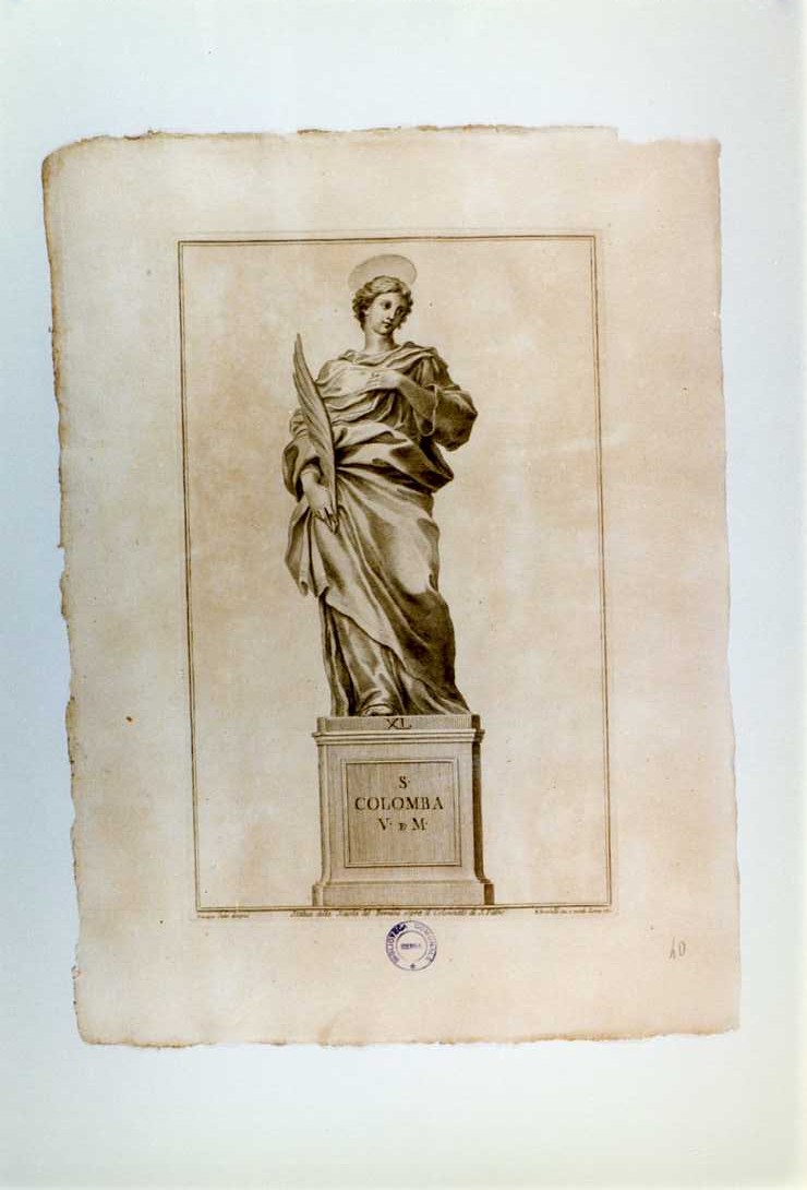 SANTA COLOMBA (stampa, serie) di Bernini Gian Lorenzo (bottega), Bombelli Pietro Leone, Cades Giuseppe (sec. XVIII)