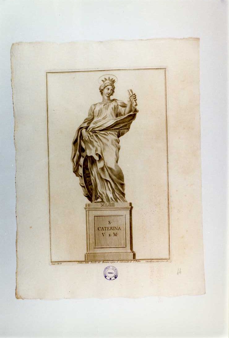 SANTA CATERINA (stampa, serie) di Bernini Gian Lorenzo (bottega), Bombelli Pietro Leone, Cades Giuseppe (sec. XVIII)