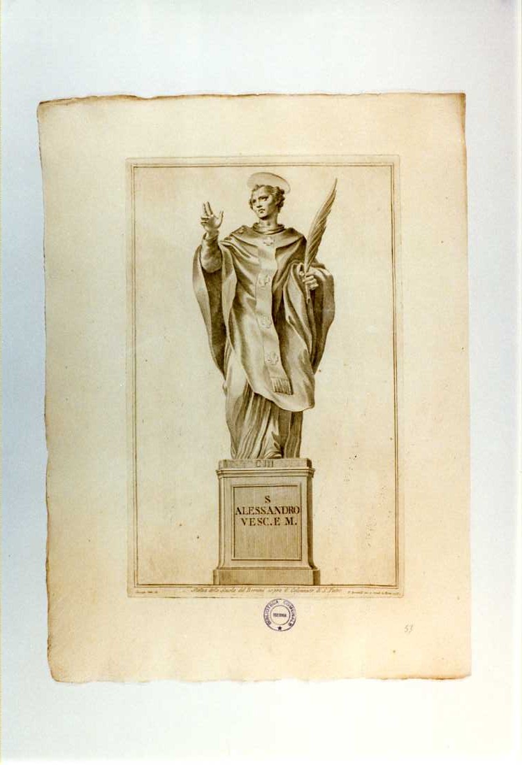 SANT'ALESSANDRO (stampa, serie) di Bernini Gian Lorenzo (bottega), Bombelli Pietro Leone, Cades Giuseppe (sec. XVIII)