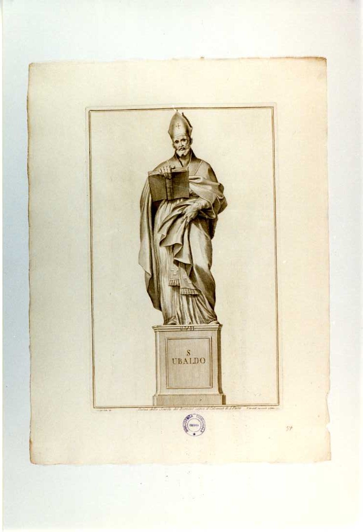 SAN UBALDO (stampa, serie) di Bernini Gian Lorenzo (bottega), Bombelli Pietro Leone, Cades Giuseppe (sec. XVIII)