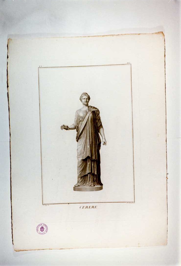STATUA DI CERERE (stampa, serie) di Savorelli Pietro, Pozzi Andrea (sec. XIX)