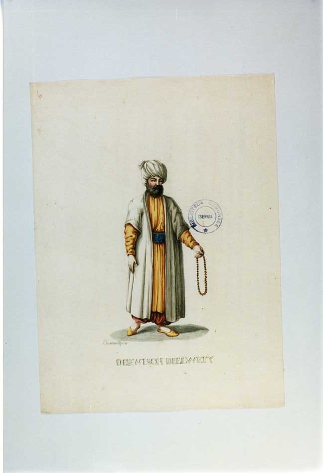 COSTUME MUSULMANO (stampa a colori tagliata, serie) di Labruzzi L (prima metà sec. XIX)