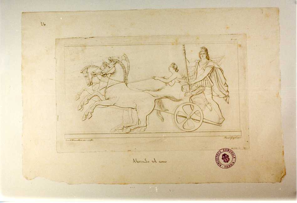 ALESSANDRO SUL CARRO (stampa, serie) di Thorwaldsen Bertel, Garzoli Francesco, Abate Misserini (sec. XIX)