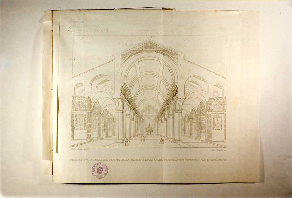 SEZIONE TRASVERSALE DELLA CHIESA (stampa tagliata, serie) di Poletti Luigi, Bertoni Pio (sec. XIX)