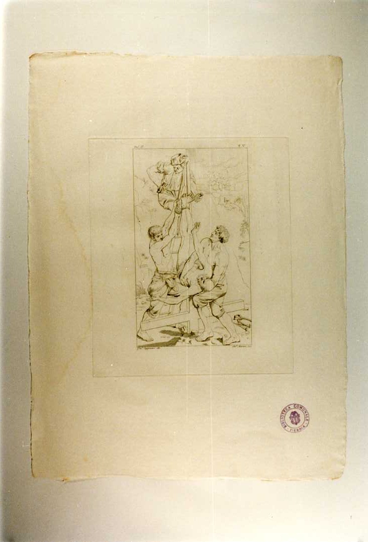 CROCIFISSIONE DI SAN PIETRO (stampa, serie) di Reni Guido, Maroni Salvatore, Capparoni Giuseppe (sec. XIX)