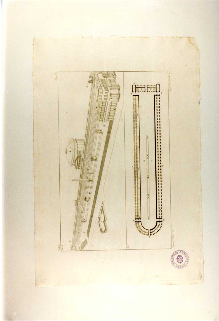 PROSPETTO DEL PONTE DEL MAUSOLEO E DELL'IPPODROMO DI ADRIANO (stampa, serie) di Fontana Carlo, Ricciardelli Luigi, Falcon Augusto (sec. XIX)