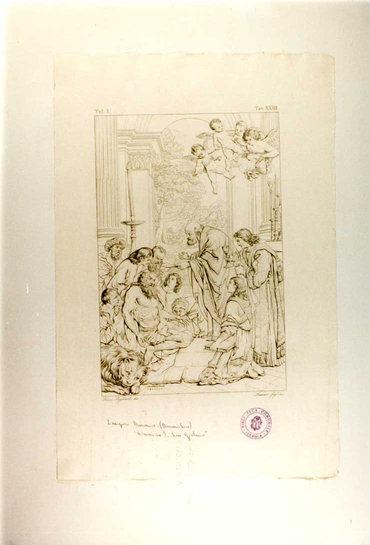 COMUNIONE DI S. GIROLAMO (stampa smarginata, serie) di Zampieri Domenico detto Domenichino, Lasinio Giovanni Paolo, Pagliuolo Francesco (sec. XIX)