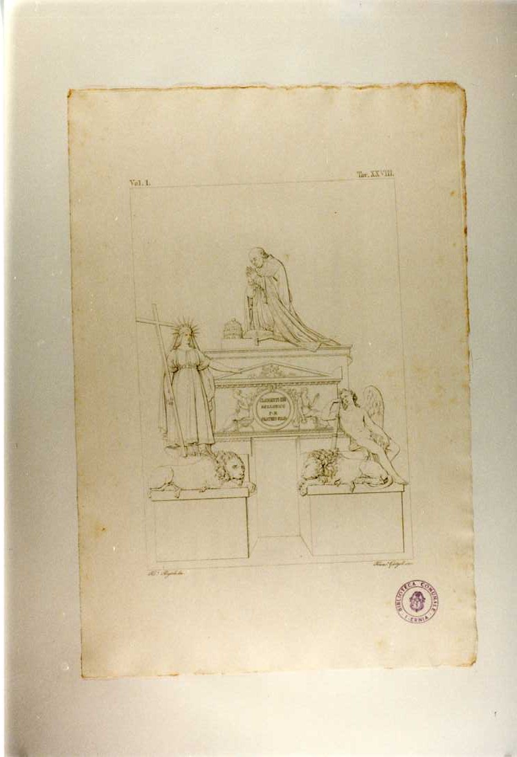 MONUMENTO A CLEMENTE XIII (stampa smarginata, serie) di Canova Antonio, Garzoli Francesco, Bigioli Filippo (sec. XIX)