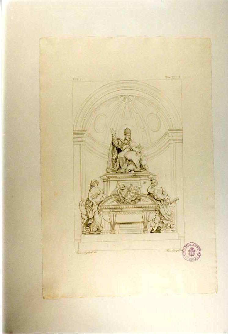 MONUMENTO A URBANO VIII (stampa smarginata, serie) di Bernini Gian Lorenzo, Garzoli Francesco, Pagliuolo Francesco (sec. XIX)