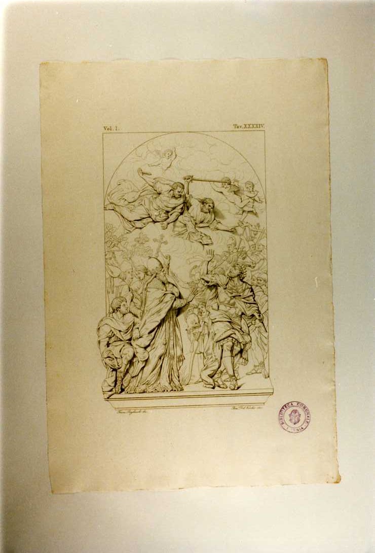 SAN LEONE MAGNO (stampa smarginata, serie) di Algardi Alessandro, Del Vecchio Beniamino, Pagliuolo Francesco (sec. XIX)