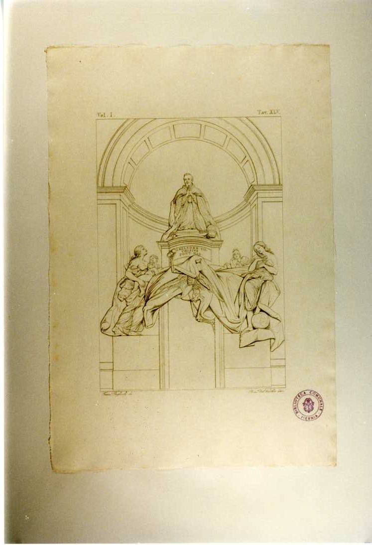 MONUMENTO AD ALESSANDRO VIII (stampa smarginata, serie) di Bernini Gian Lorenzo, Del Vecchio Beniamino, Pagliuolo Francesco (sec. XIX)