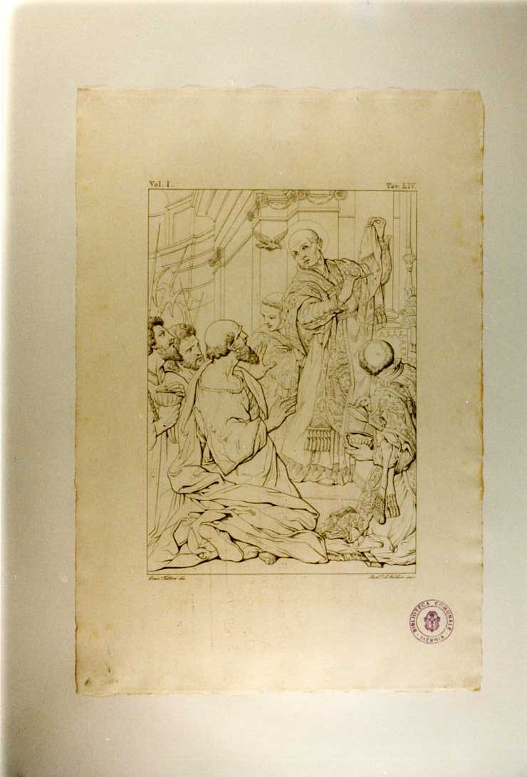 SAN GREGORIO (stampa smarginata, serie) di Sacchi Andrea, Del Vecchio Beniamino, Fattori Crescenzo (sec. XIX)
