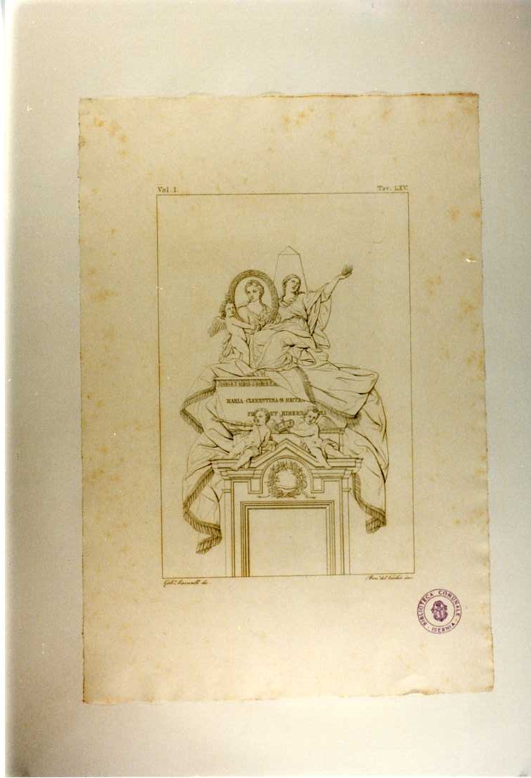 TOMBA DI CLEMENTINA SOBIESCKI (stampa smarginata, serie) di Bracci Pietro, Del Vecchio Beniamino, Maravelli Gabriele (sec. XIX)