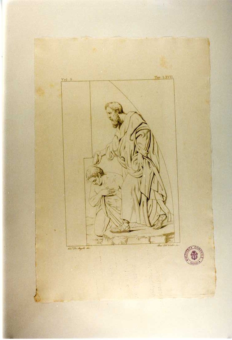 BATTESIMO DELL'EUNUCO (stampa smarginata, serie) di Trevisani Francesco, Del Vecchio Beniamino, De Angelis Vincenzo (sec. XIX)