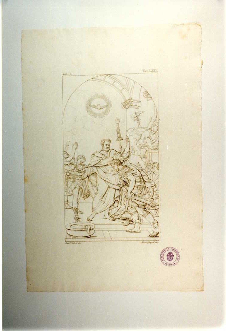 BATTESIMO DEL CENTURIONE (stampa smarginata, serie) di Procaccini Andrea, Del Vecchio Beniamino, Fattori Crescenzo (sec. XIX)