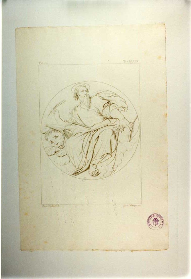 SAN MARCO EVANGELISTA (stampa smarginata, serie) di Nebbia Cesare, Del Vecchio Beniamino, Pagliuolo Francesco (sec. XIX)