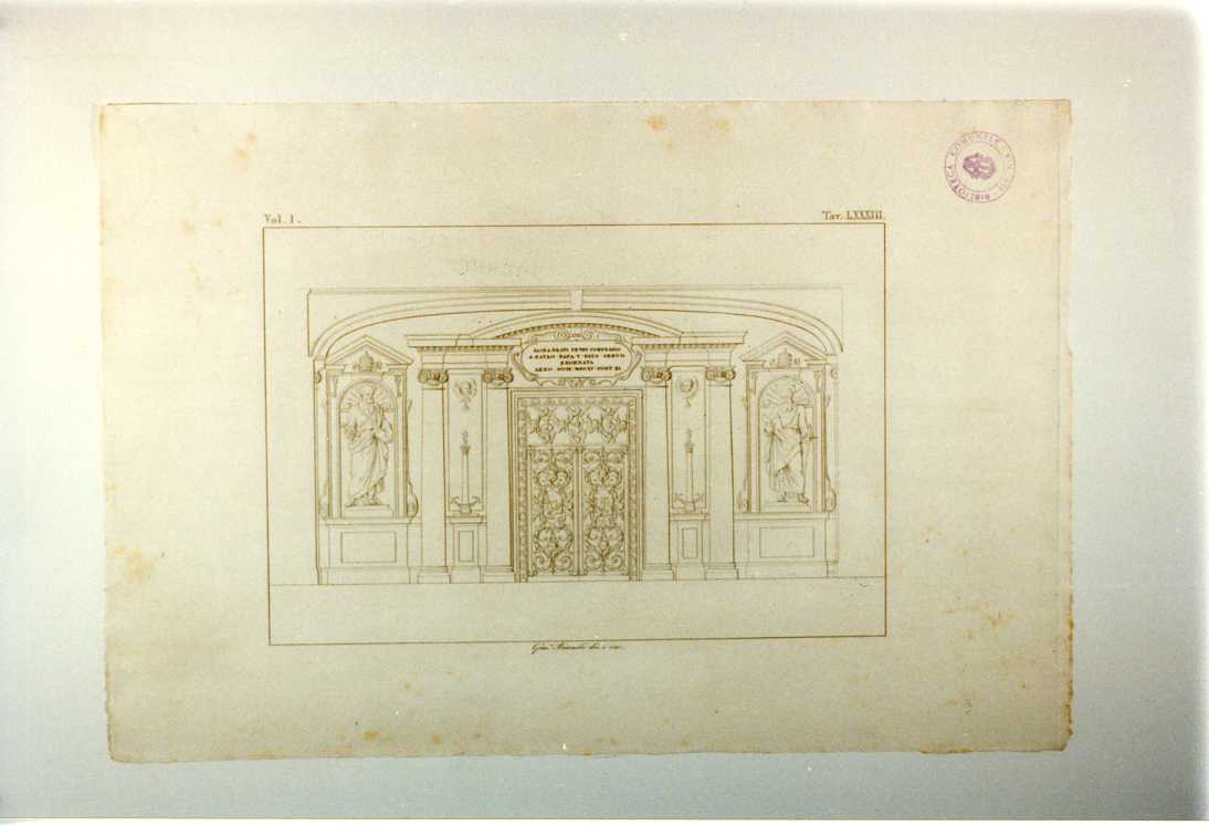 PROSPETTO DELL'INGRESSO ALLA CRIPTA (stampa smarginata, serie) di Bernini Gian Lorenzo, Bianchi Giuseppe (sec. XIX)