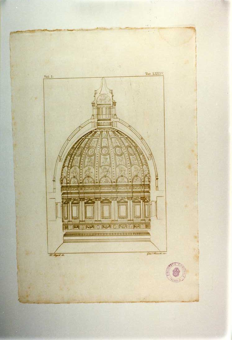 SEZIONE DELLA CUPOLA (stampa smarginata, serie) di Buonarroti Michelangelo, Bianchi Giuseppe, Bigioli Filippo (sec. XIX)
