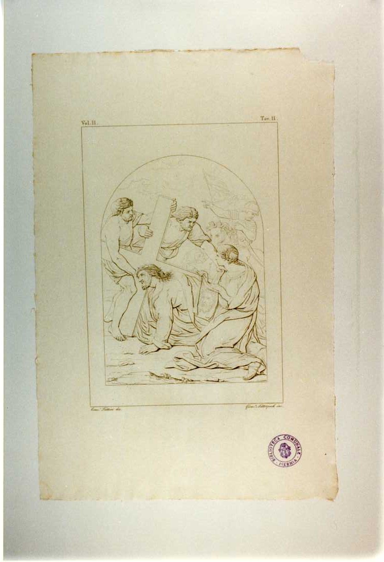 CRISTO PORTACROCE (stampa tagliata, serie) di Sacchi Andrea, Mitterpoch Gioacchino, Fattori Crescenzo (sec. XIX)