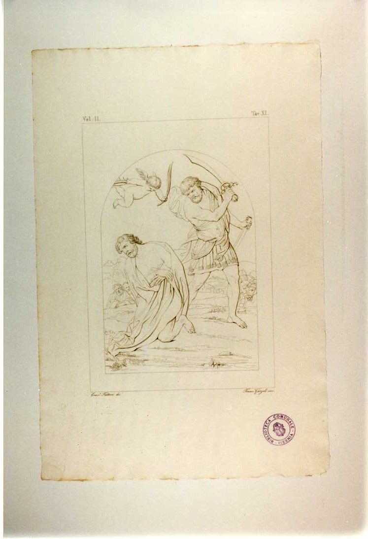 MARTIRIO DI SAN LONGINO (stampa tagliata, serie) di Sacchi Andrea, Garzoli Francesco, Fattori Crescenzo (sec. XIX)