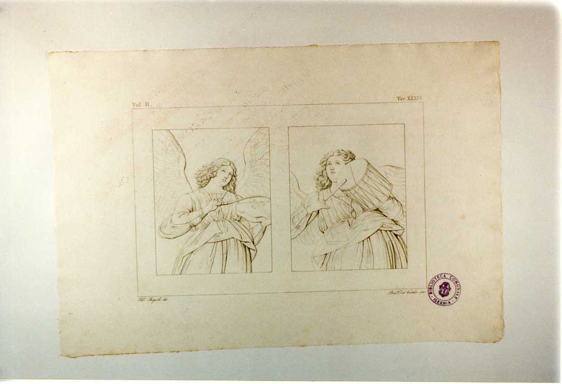 ANGELI (stampa tagliata, serie) di Mantegna Andrea, Del Vecchio Beniamino, Bigioli Filippo (sec. XIX)