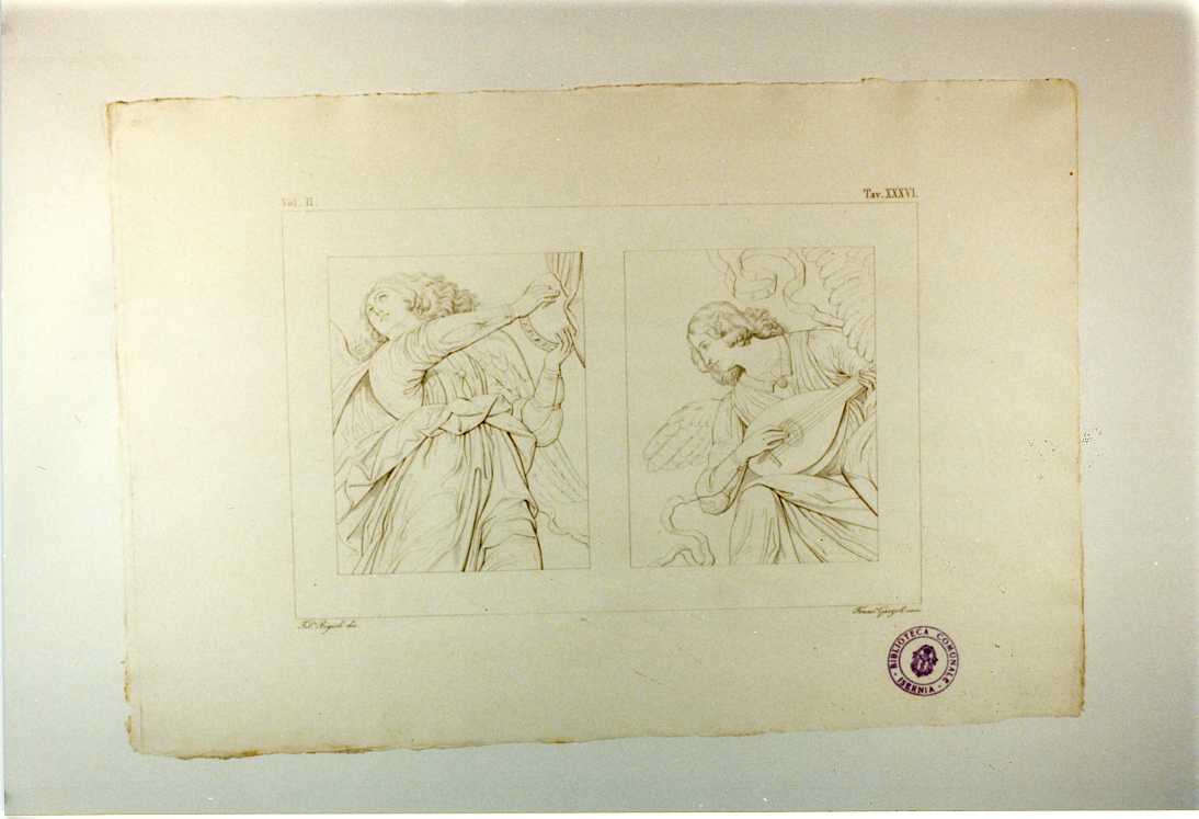 ANGELI (stampa tagliata, serie) di Mantegna Andrea, Garzoli Francesco, Bigioli Filippo (sec. XIX)