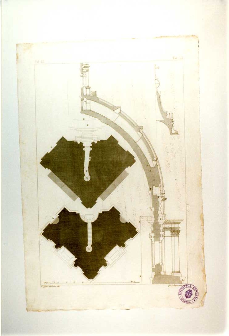 SEZIONE DELLA VOLTA (stampa smarginata, serie) di Valadier Giuseppe, Acquaroni Giovanni (sec. XIX)