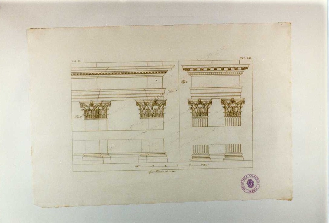 BASILICA: ORDINE ESTERNO ED INTERNO (stampa smarginata, serie) di Fontana Giacomo (sec. XIX)