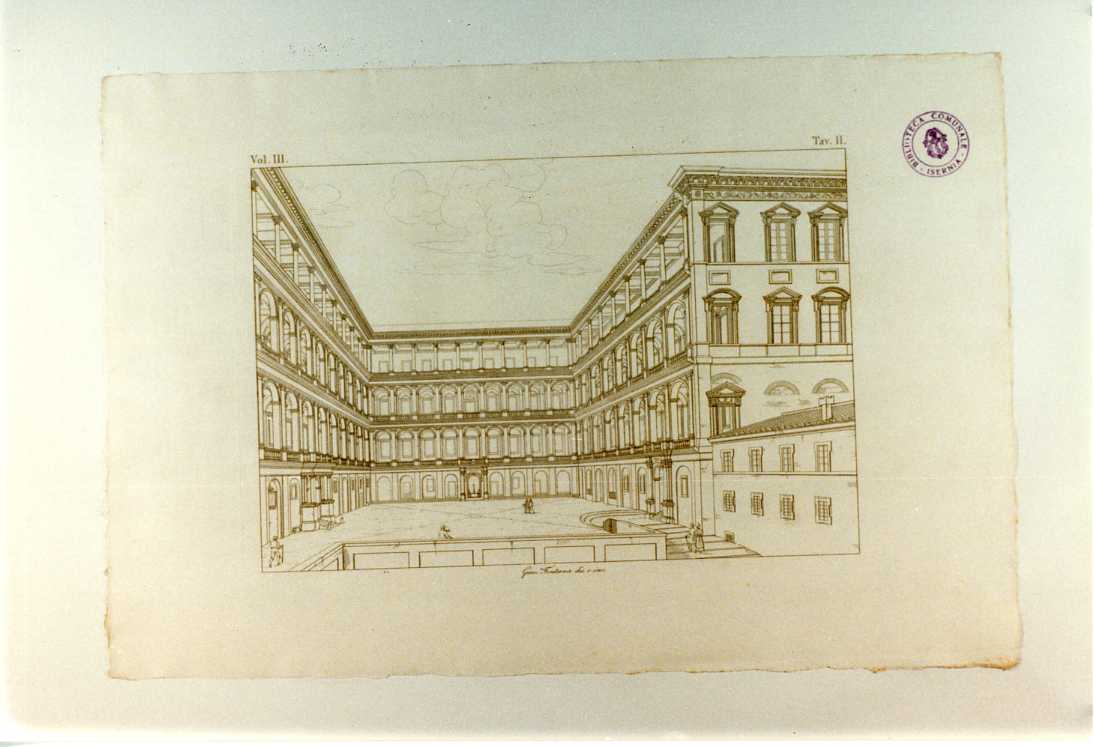 CORTILE DI S. DAMASO (stampa smarginata, serie) di Fontana Giacomo (sec. XIX)
