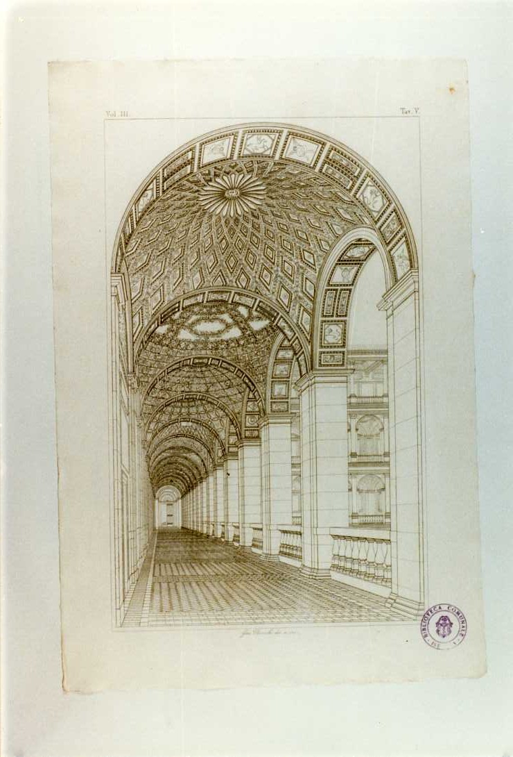 VEDUTA PROSPETTICA DEL PRIMO LOGGIATO (stampa smarginata, serie) di Bianchi Giuseppe (sec. XIX)