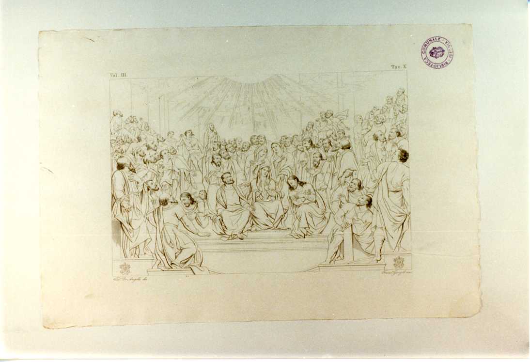 Pentecoste (stampa smarginata, serie) di Muziano Girolamo, Garzoli Francesco, De Angelis Vincenzo (sec. XIX)
