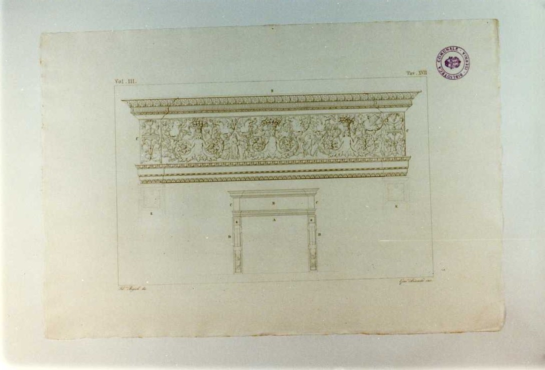 PROSPETTO DI UN CAMINETTO (stampa smarginata, serie) di Bigioli Filippo, Bianchi Giuseppe (sec. XIX)