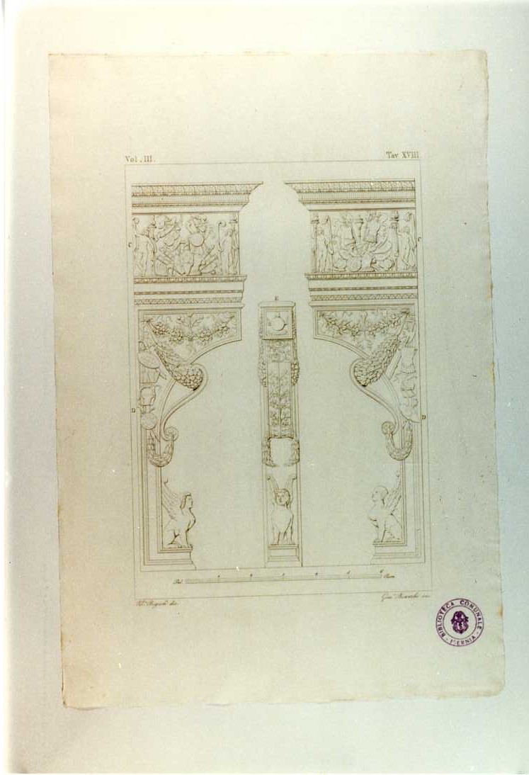 LATERALI DI UN CAMINETTO (stampa smarginata, serie) di Bigioli Filippo, Bianchi Giuseppe (sec. XIX)