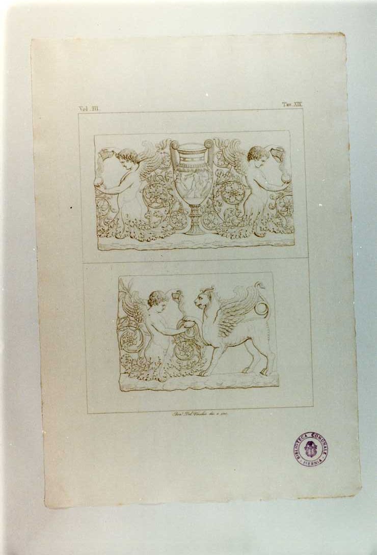 BASSORILIEVO DEL FORO TRAIANO (stampa smarginata, serie) di Del Vecchio Beniamino (sec. XIX)