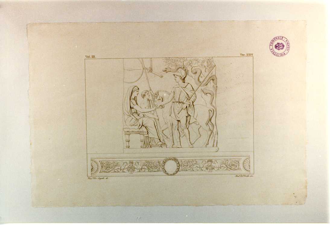 TELEFO RICONOSCIUTO DA AUGE (stampa smarginata, serie) di Del Vecchio Beniamino, De Angelis Vincenzo (sec. XIX)