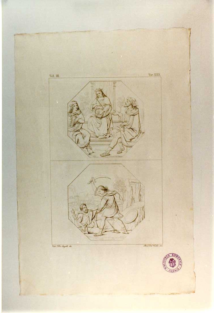 ISIDE IN TRONO. MERCURIO CHE UCCIDE ARGO (stampa smarginata, serie) di Del Vecchio Beniamino, De Angelis Vincenzo (sec. XIX)