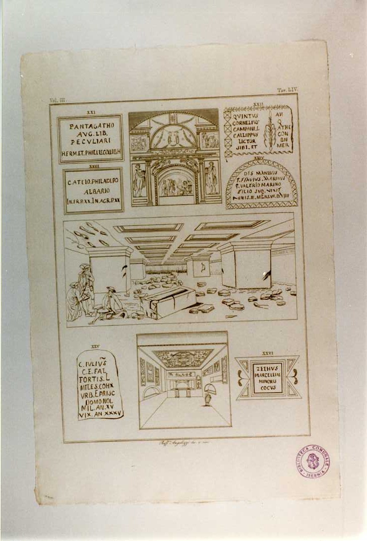 ISCRIZIONI E SIMBOLI (stampa smarginata, serie) di Angelozzi Raffaele (sec. XIX)