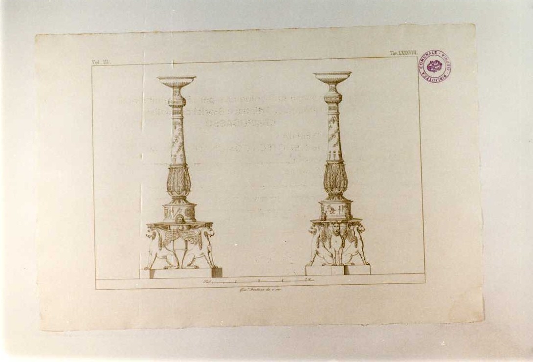 CANDELABRI (stampa smarginata, serie) di Fontana Giacomo (sec. XIX)