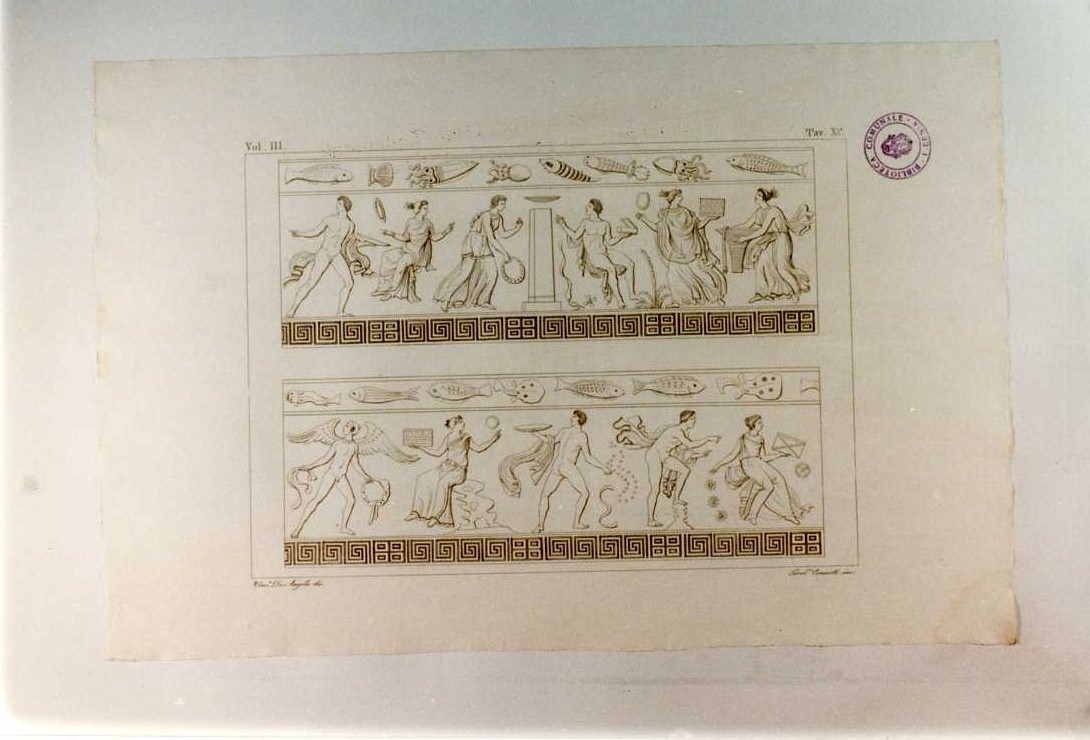 DECORAZIONE DI VASO GRECO (stampa smarginata, serie) di Consorti Girolamo, De Angelis Vincenzo (sec. XIX)