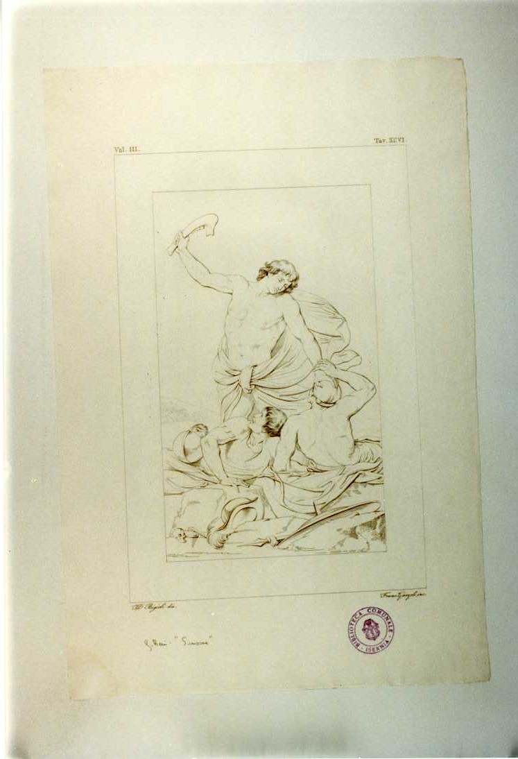 SANSONE (stampa smarginata, serie) di Reni Guido, Garzoli Francesco, Bigioli Filippo (sec. XIX)
