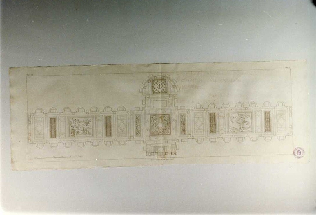 PIANTA DEL BRACCIO DI PIO VII IN VATICANO (stampa smarginata, serie) di Penna Agostino (sec. XIX)