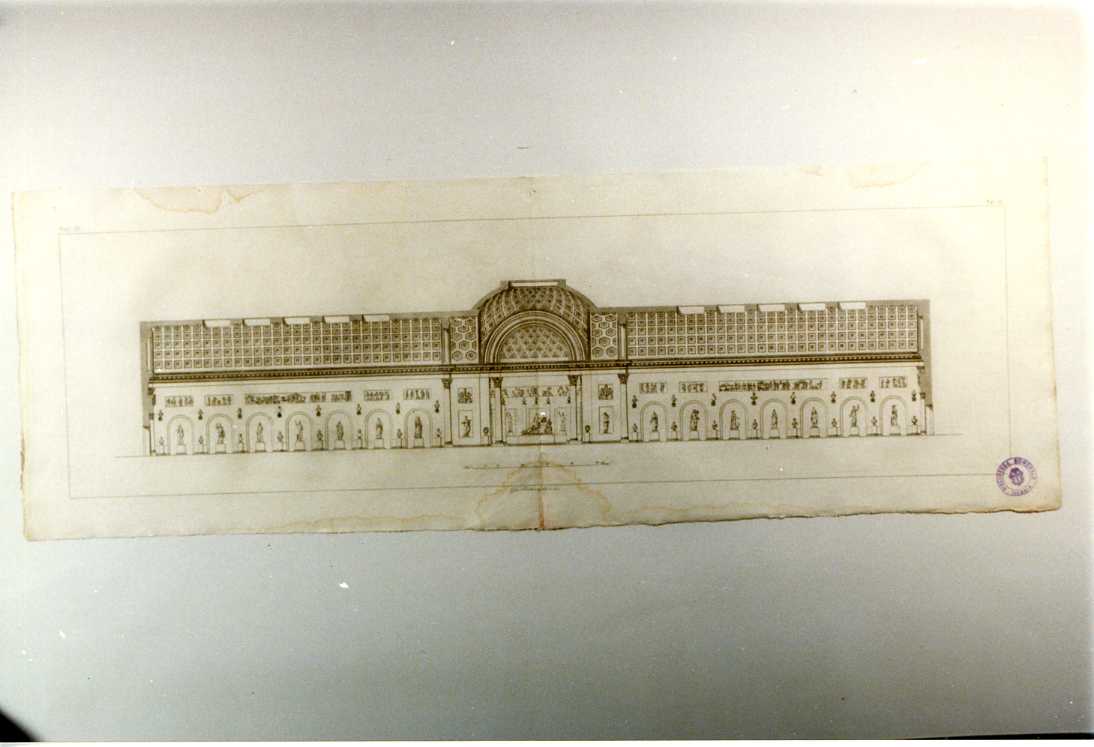 SEZIONE LONGITUDINALE DEL BRACCIO NUOVO (stampa smarginata, serie) di Fontana Giacomo (sec. XIX)