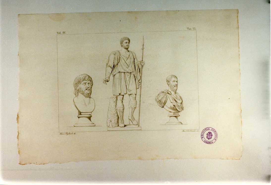 IMPERATORE COMMODO; BUSTI DI SCHIAVI DACI (stampa smarginata, serie) di Del Vecchio Beniamino, Pagliuolo Francesco (sec. XIX)