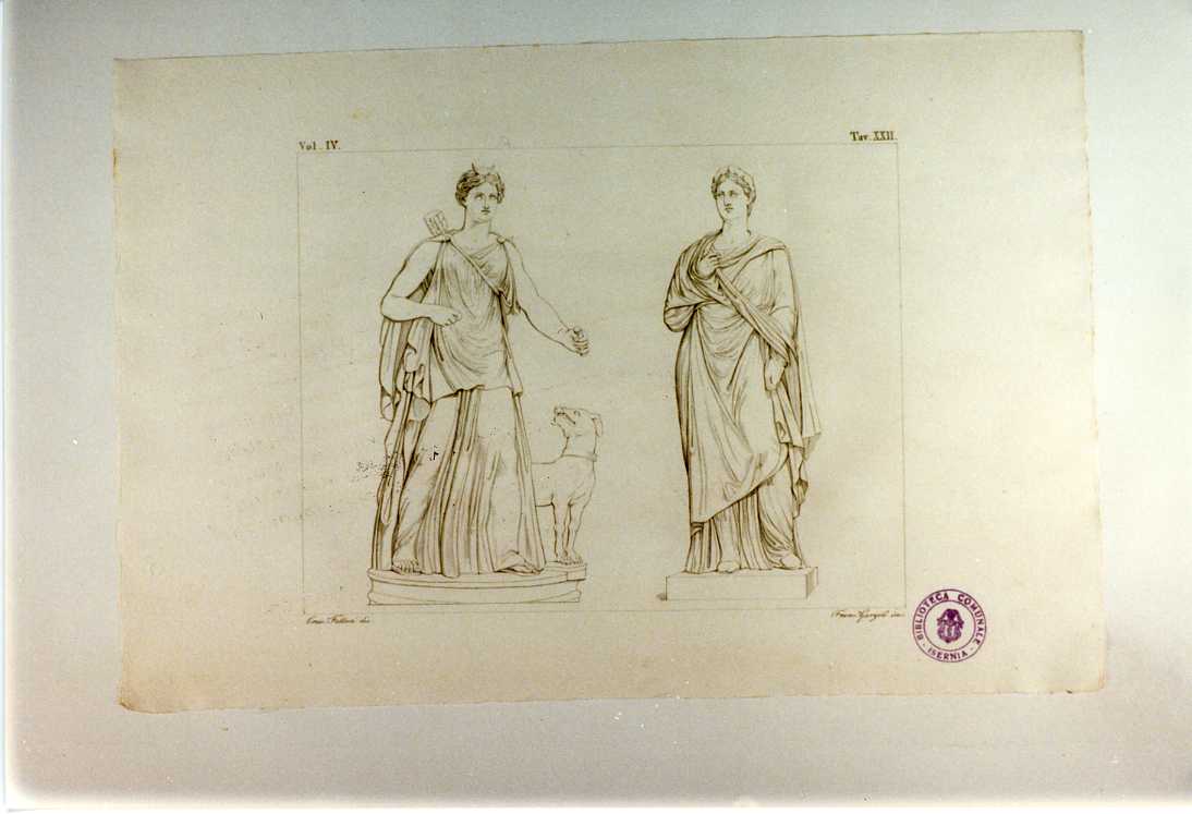 DIANA; FIGURA FEMMINILE (stampa smarginata, serie) di Garzoli Francesco, Fattori Crescenzo (sec. XIX)