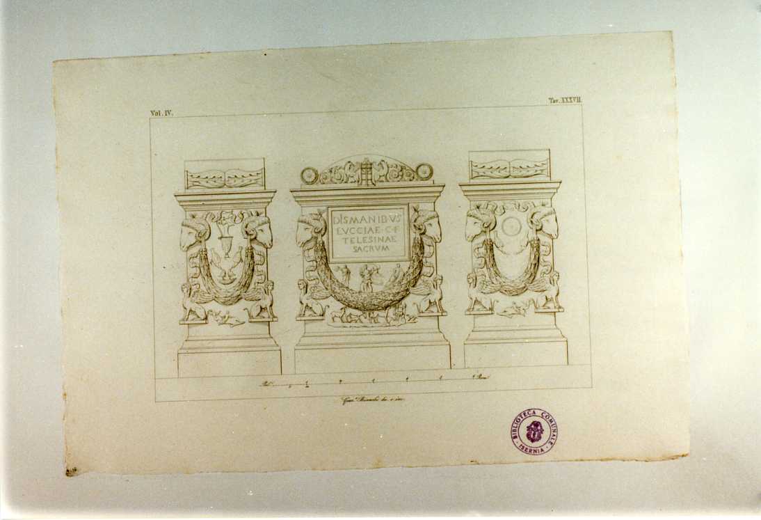 CIPPO SEPOLCRALE DI LUCCIA TELESINA FIGLIA DI CAIO (stampa smarginata, serie) di Bianchi Giuseppe (sec. XIX)